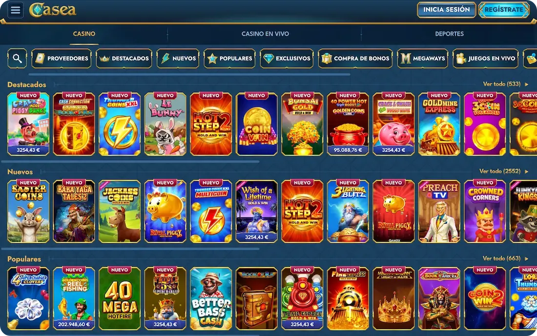 juegos del casino casea